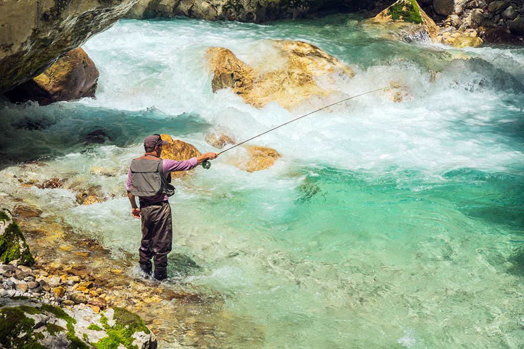 Fishing nymphs on a tight line.