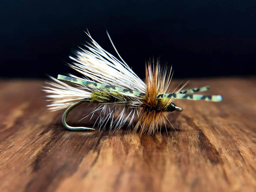 Rubber-legged Stimulator tied in Skwala stonefly color-scheme and size.